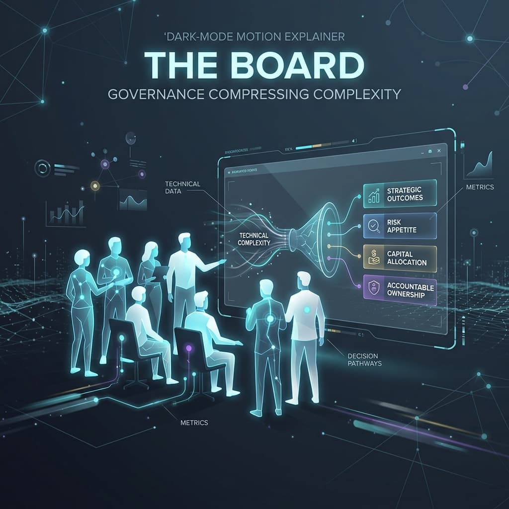 The Board in Dark-Mode Motion Explainer style.