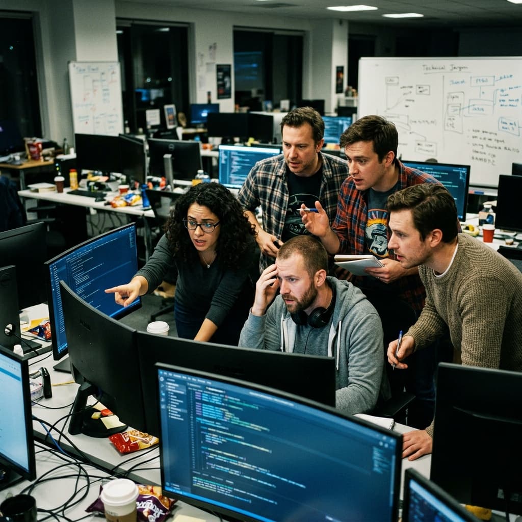 Application Development Team in Incident Mockumentary style.