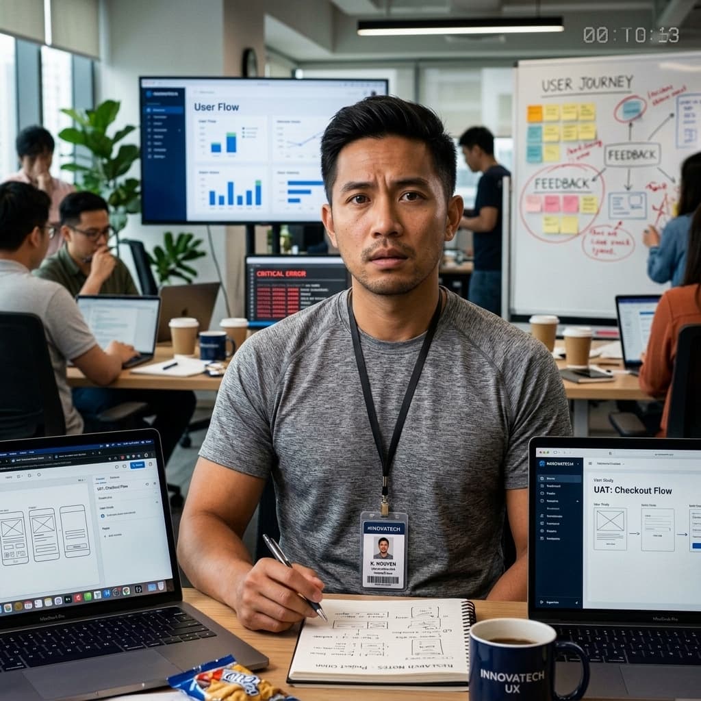 The UX Researcher in Incident Mockumentary style.