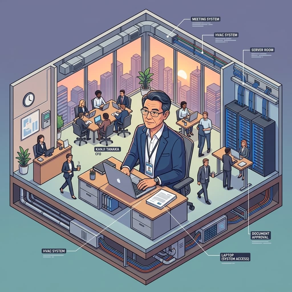 The CFO in Isometric Systems Diorama style.