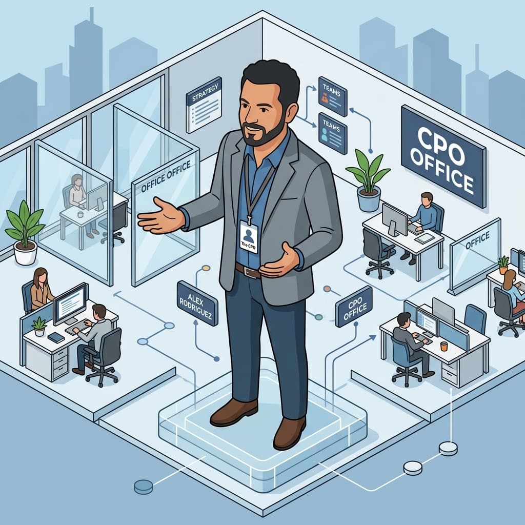 The CPO in Isometric Systems Diorama style.