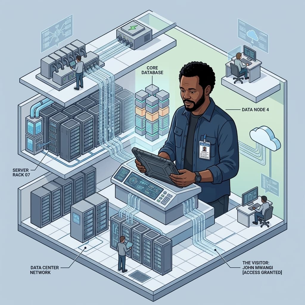 The Customer in Isometric Systems Diorama style.