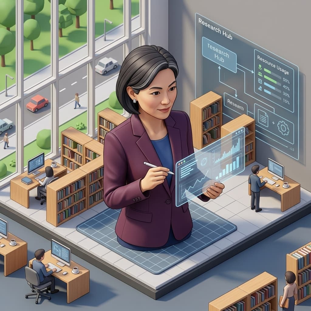 The Design Director in Isometric Systems Diorama style.