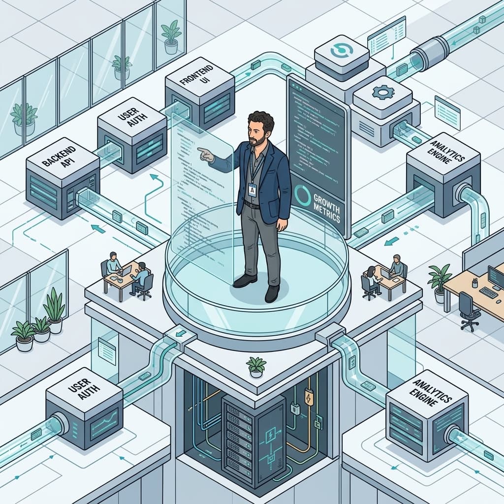 The Growth AEO Lead in Isometric Systems Diorama style.