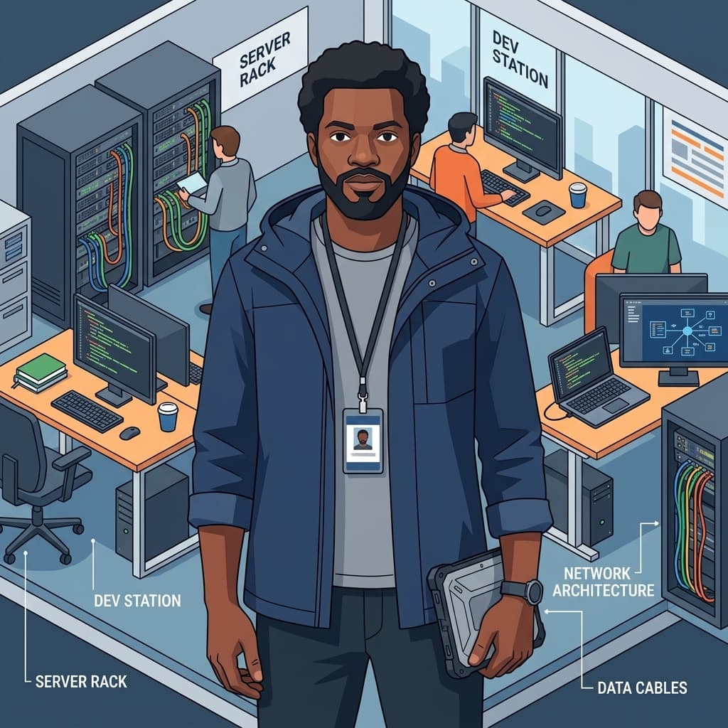 The Platform Engineer in Isometric Systems Diorama style.