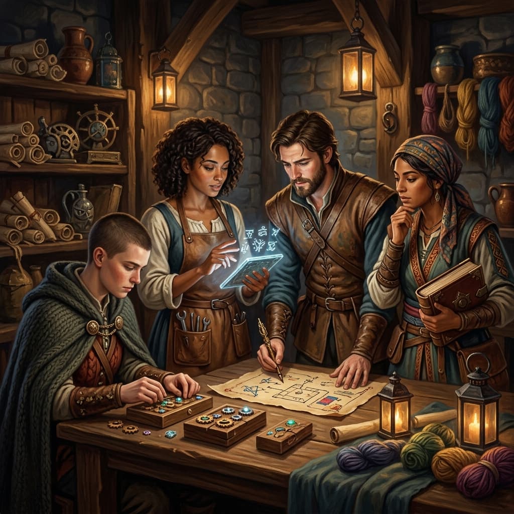 Frontend/UI Engineering Team in Middle World Fantasy style.