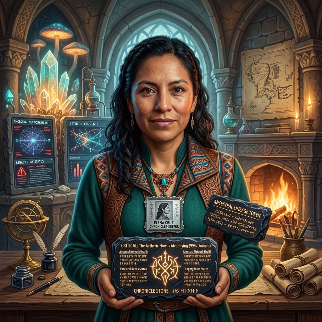 The Data Steward in Middle World Fantasy style.
