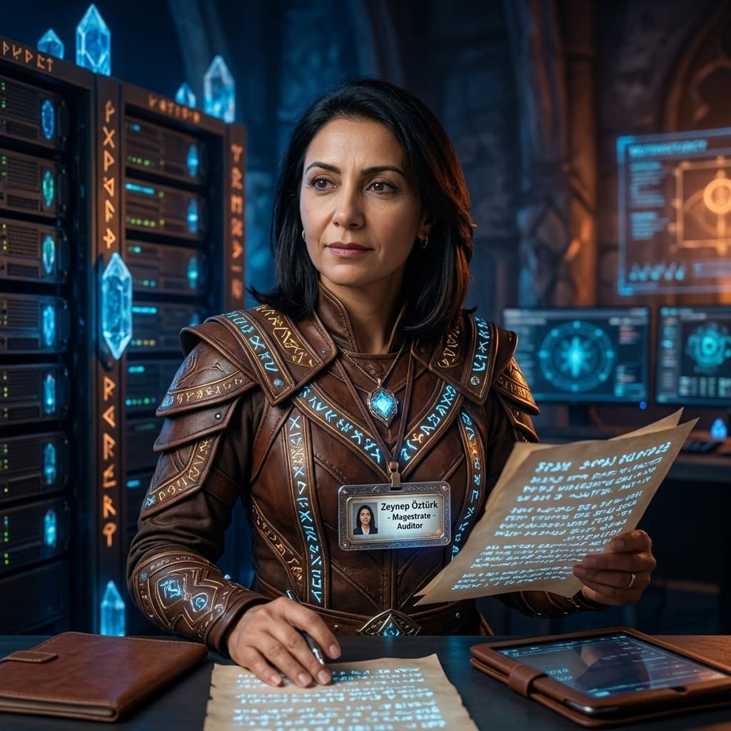 The Internal Auditor in Middle World Fantasy style.