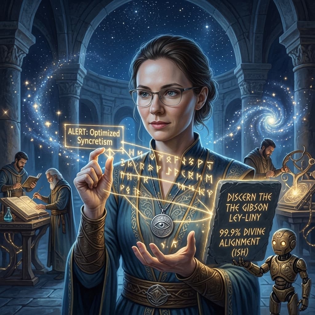 The ML Researcher in Middle World Fantasy style.