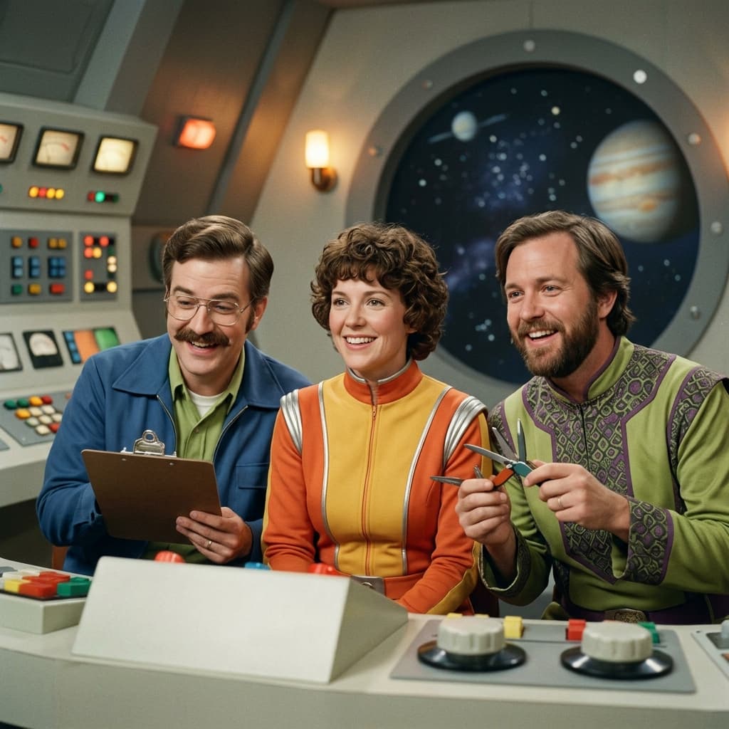 Application Development Team in Retro Sci-Fi Sitcom style.
