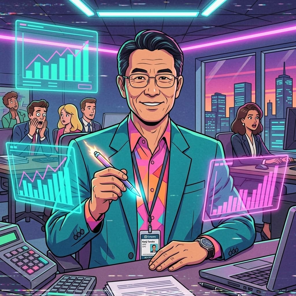 The CFO in Retro Sci-Fi Sitcom style.