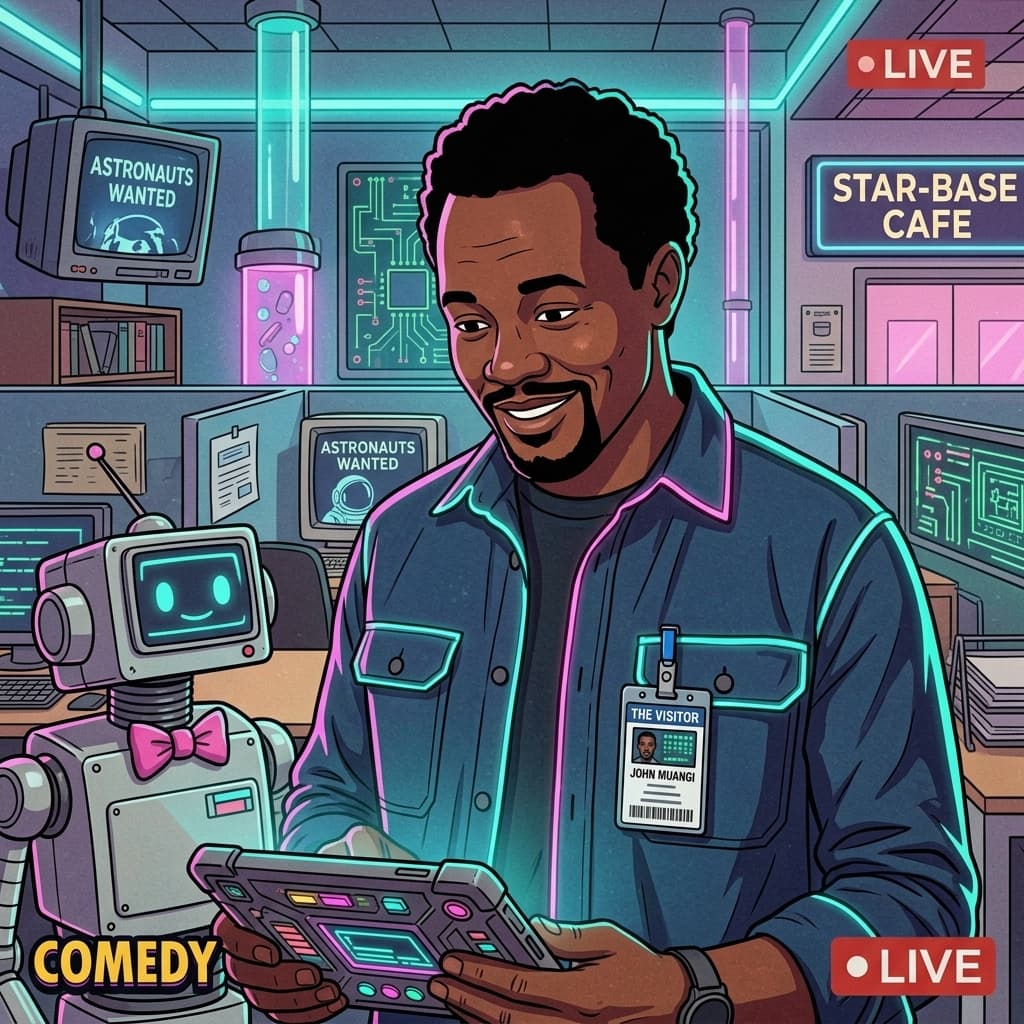 The Customer in Retro Sci-Fi Sitcom style.