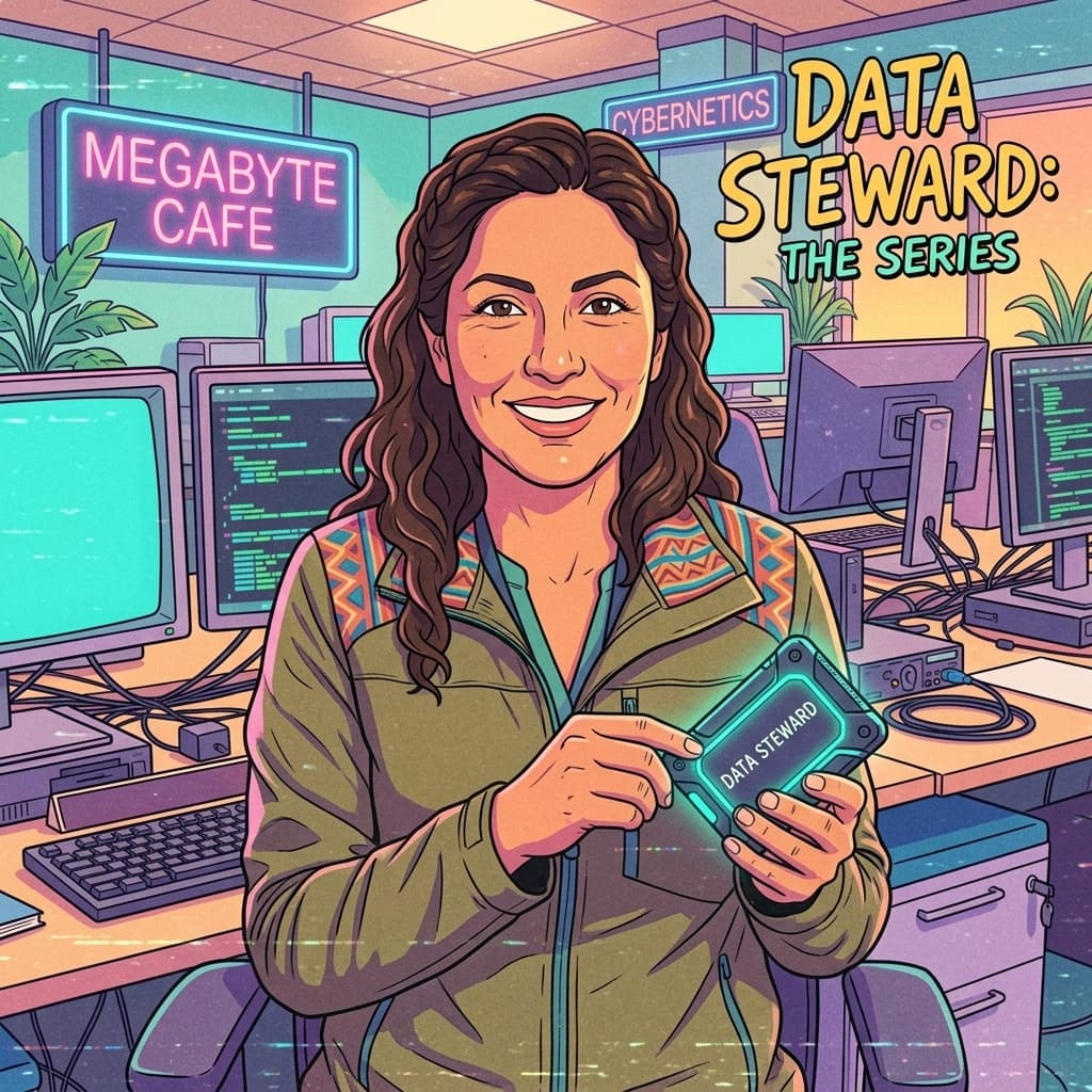 The Data Steward in Retro Sci-Fi Sitcom style.