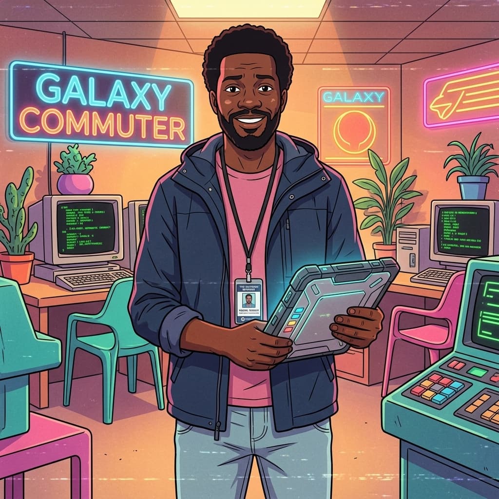 The Platform Engineer in Retro Sci-Fi Sitcom style.