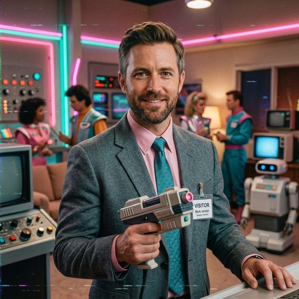 The Sales Engineer in Retro Sci-Fi Sitcom style.