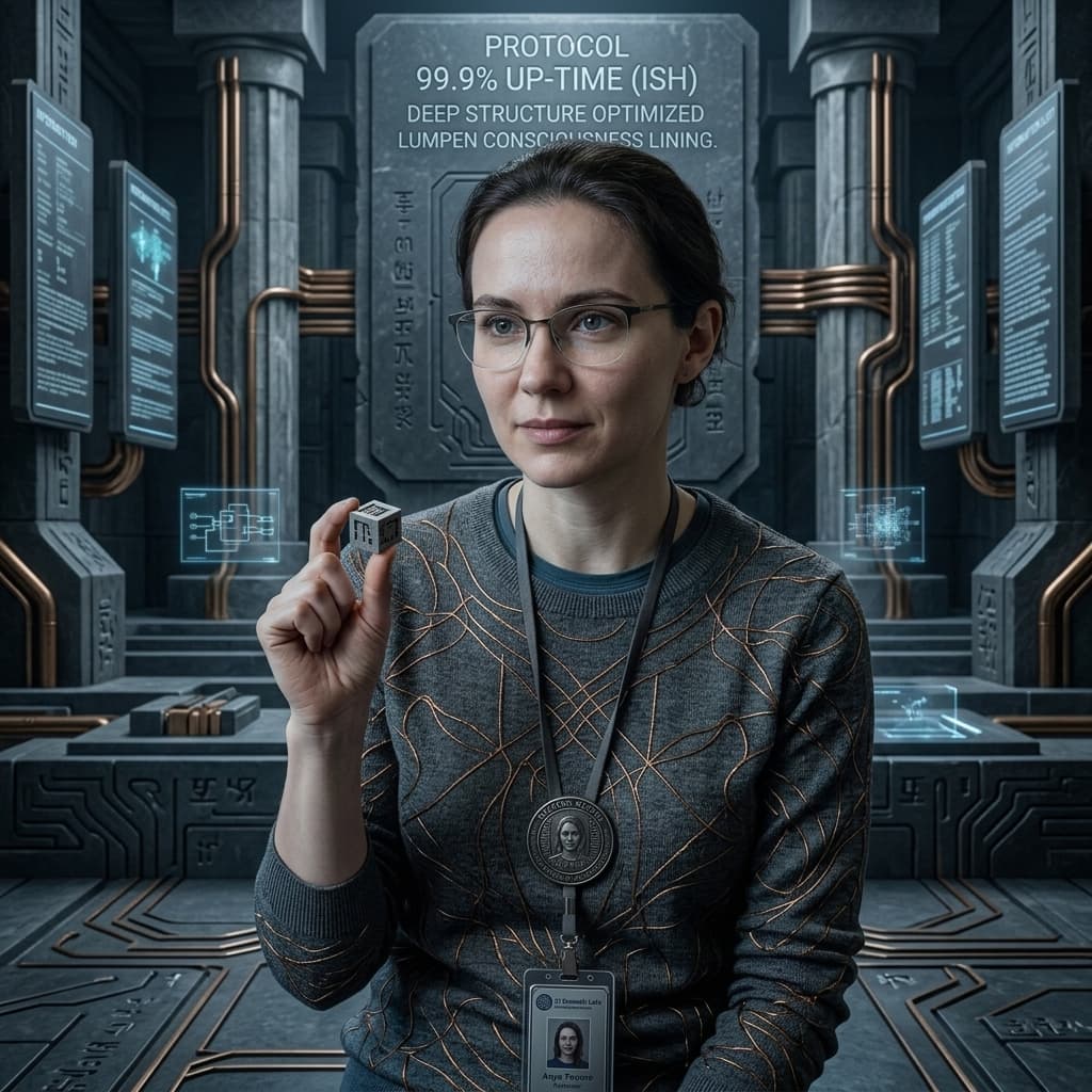The ML Researcher in Sacred Systems Sanctuary style.