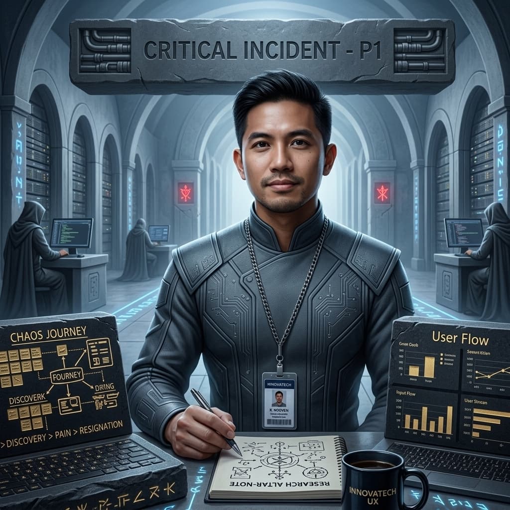 The UX Researcher in Sacred Systems Sanctuary style.
