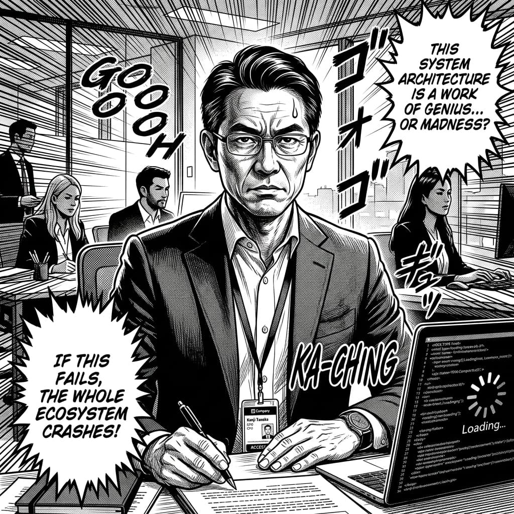 The CFO in Seinen Manga Tech Satire style.