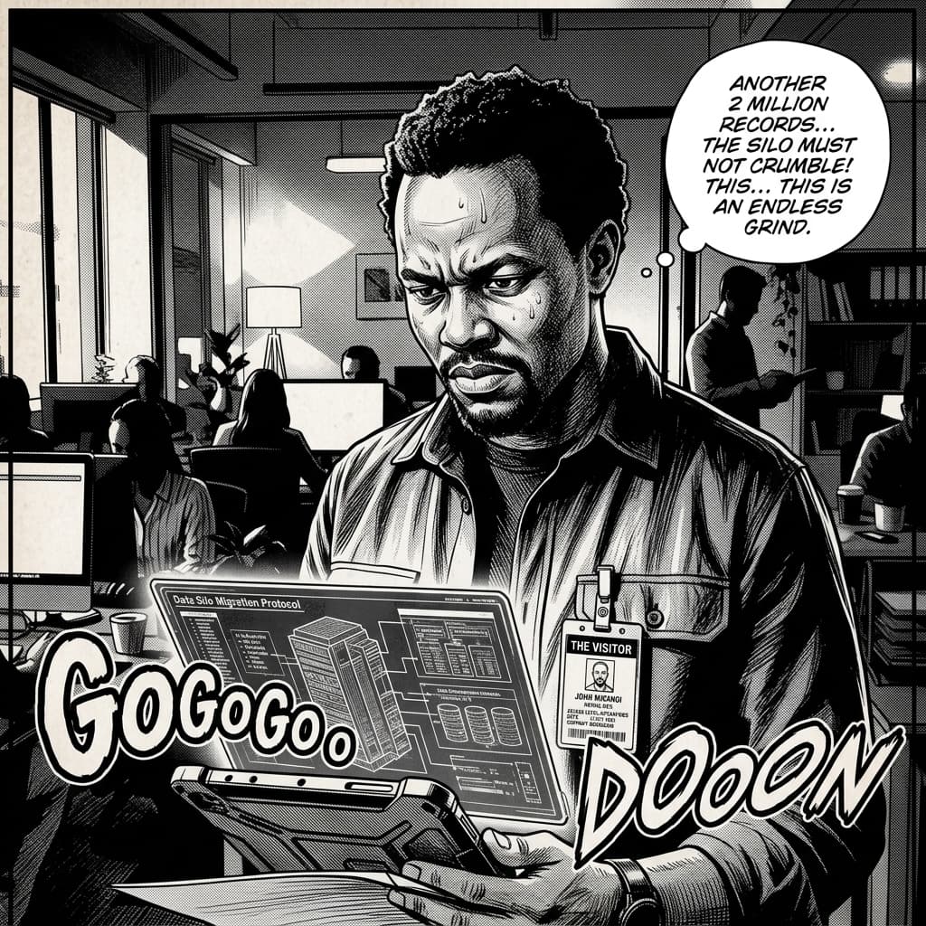 The Customer in Seinen Manga Tech Satire style.