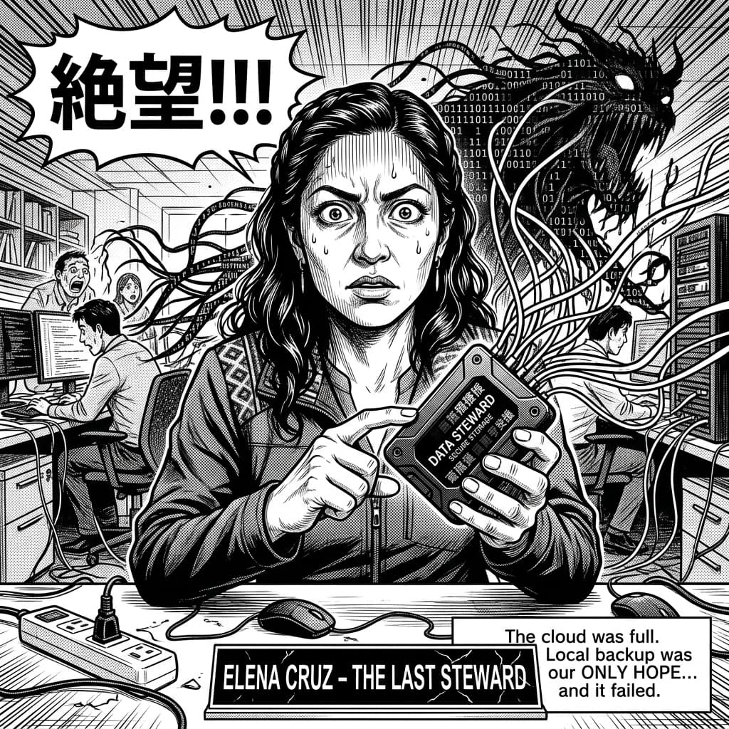 The Data Steward in Seinen Manga Tech Satire style.