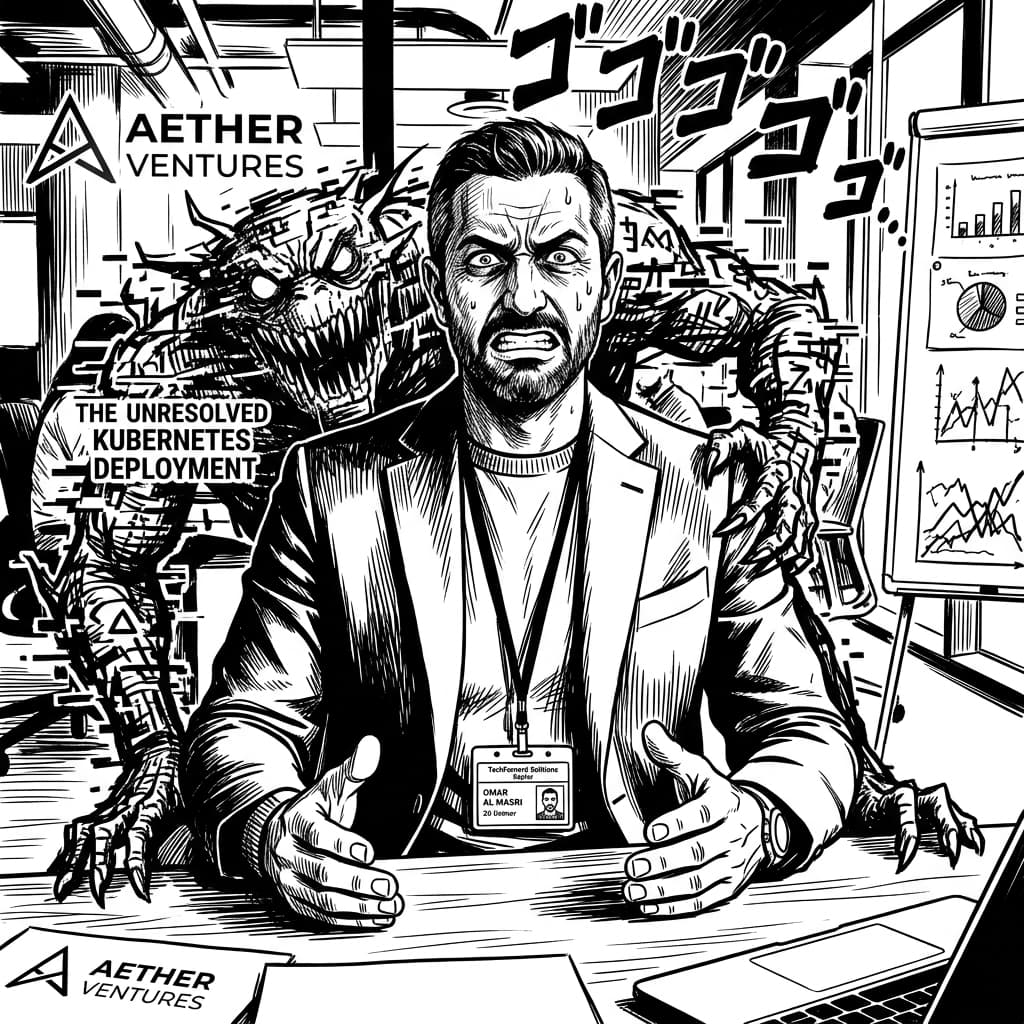 The VC Partner in Seinen Manga Tech Satire style.