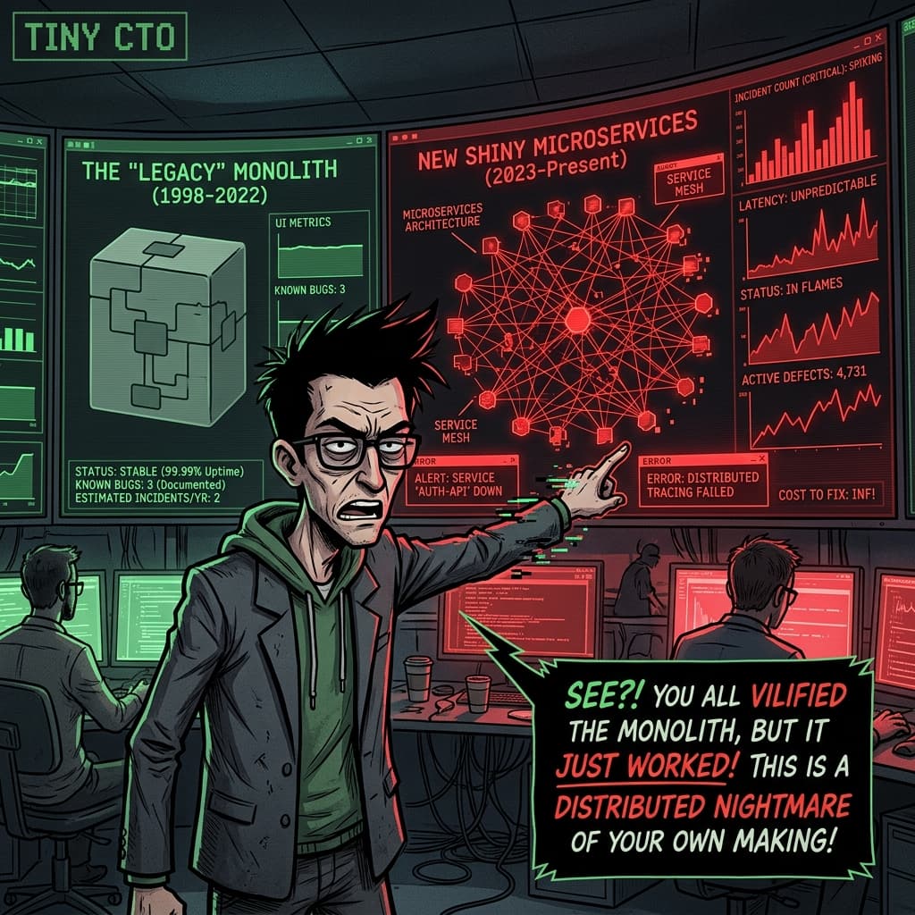 Monolith Kötü Adam Değildi — Tiny CTO episode thumbnail.