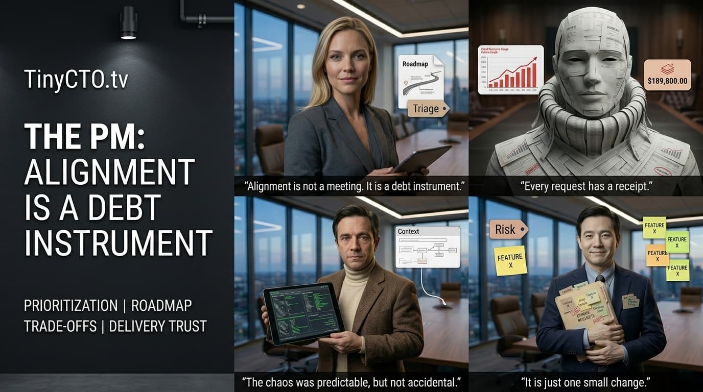 The PM: Alignment Is a Debt Instrument — Interactive Technical Parables from TinyCTO.tv The Chaos Stack.