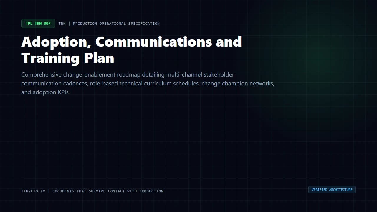 Adoption, Communications and Training Plan blueprint visual card