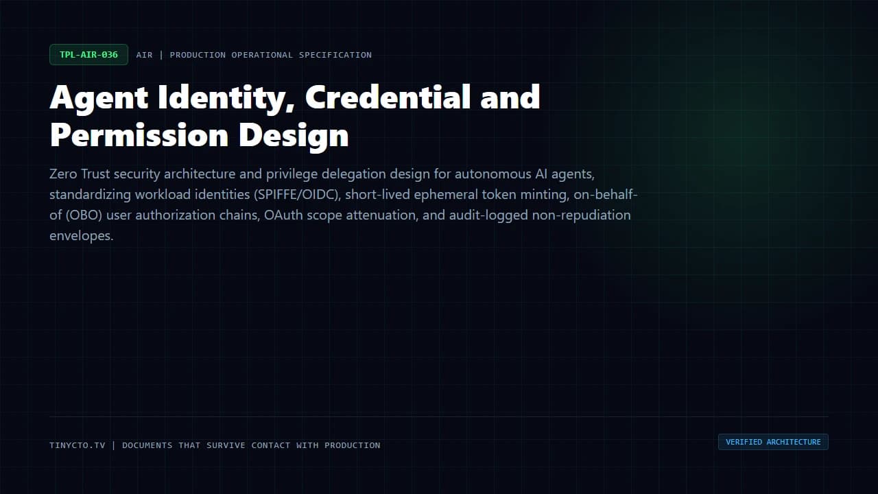 Agent Identity, Credential and Permission Design blueprint visual card