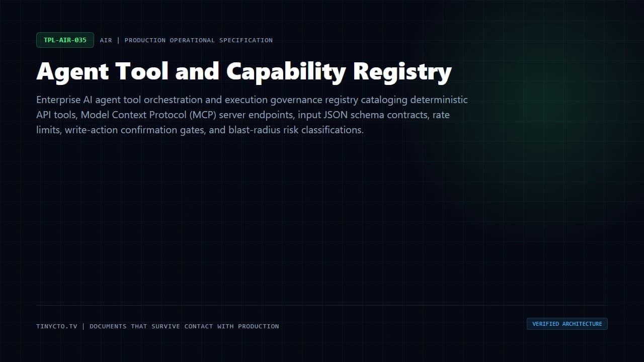 Agent Tool and Capability Registry blueprint visual card