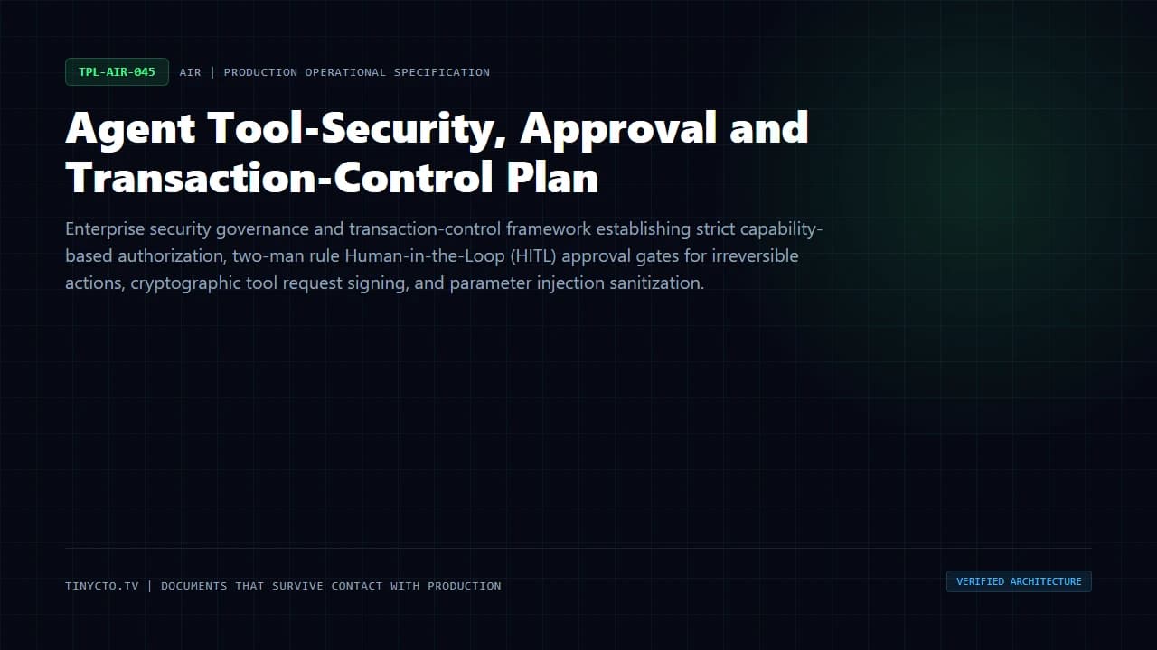 Agent Tool-Security, Approval and Transaction-Control Plan blueprint visual card
