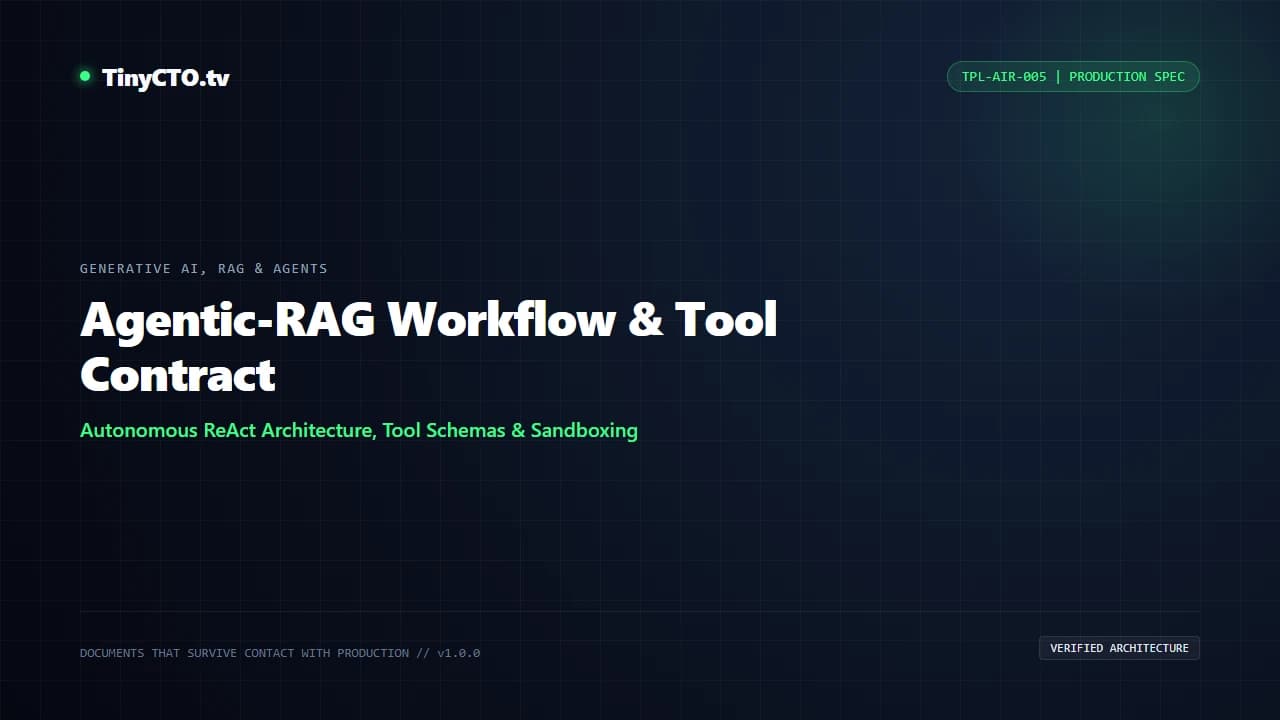 TinyCTO Agentic-RAG Workflow dark-mode blueprint card