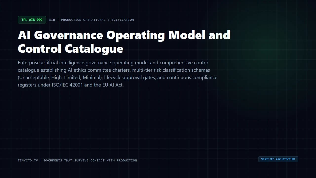 AI Governance Operating Model and Control Catalogue blueprint visual card