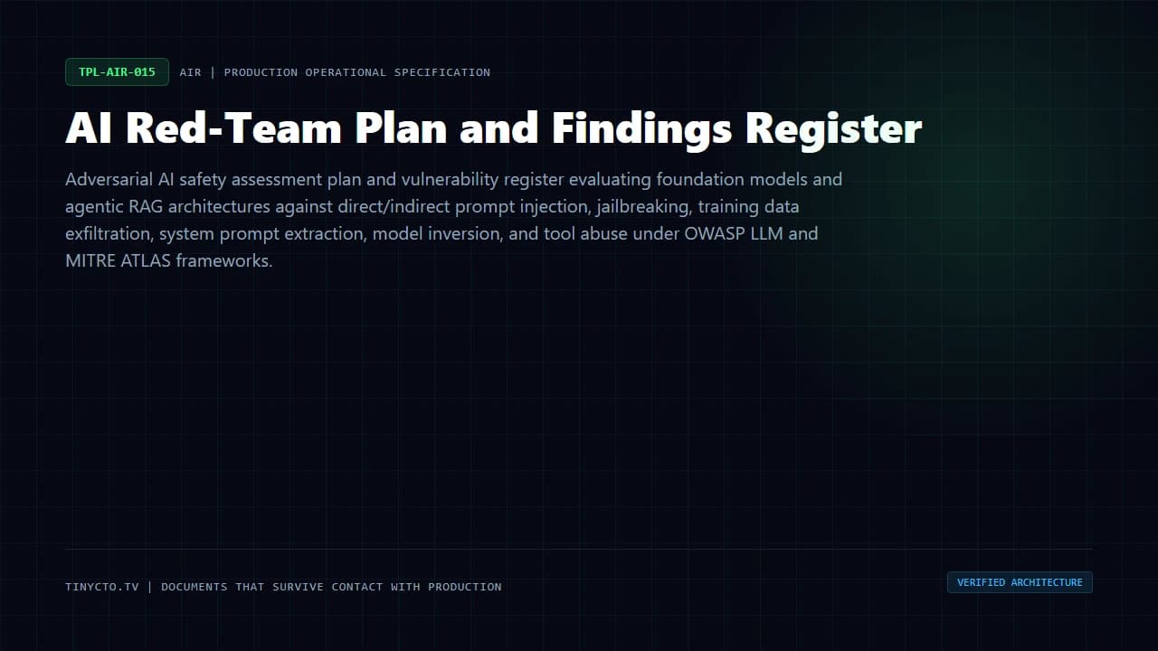 AI Red-Team Plan and Findings Register blueprint visual card