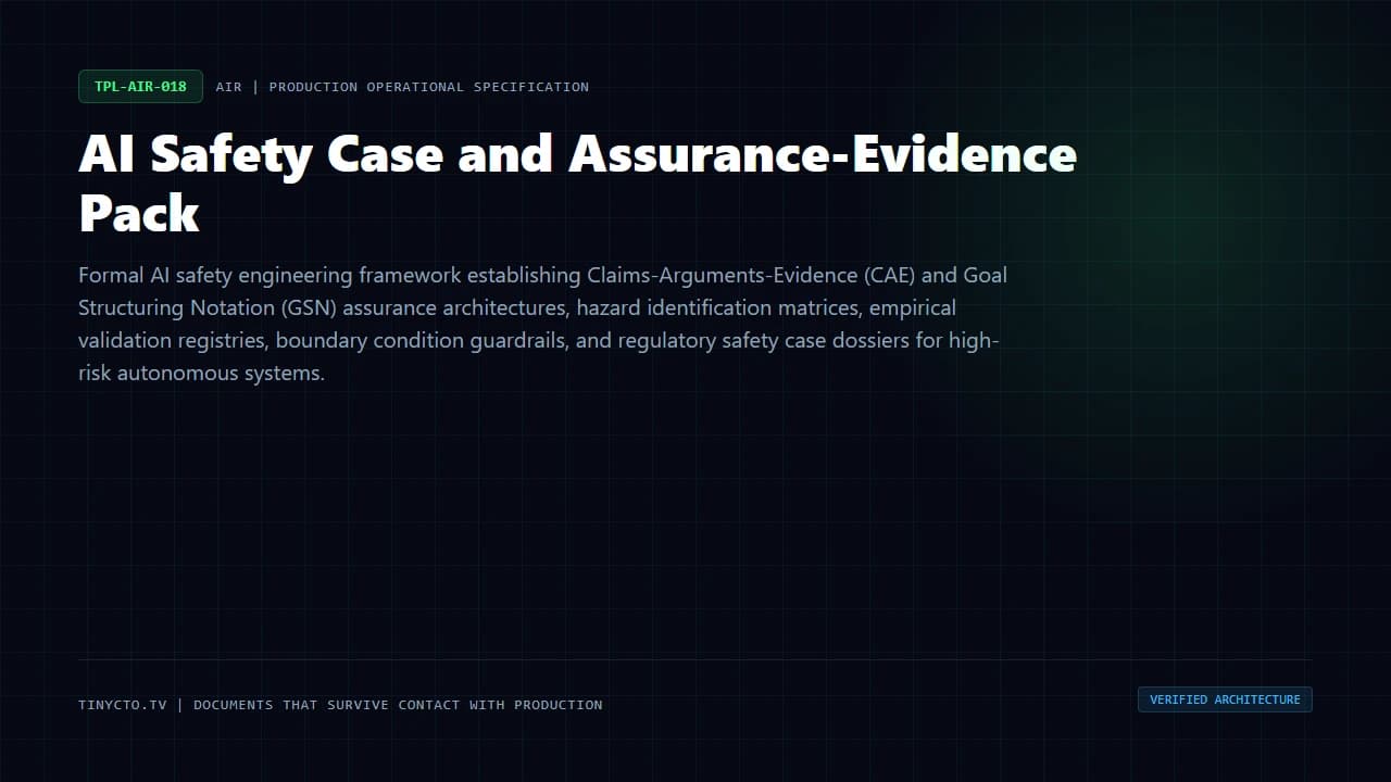 AI Safety Case and Assurance-Evidence Pack blueprint visual card