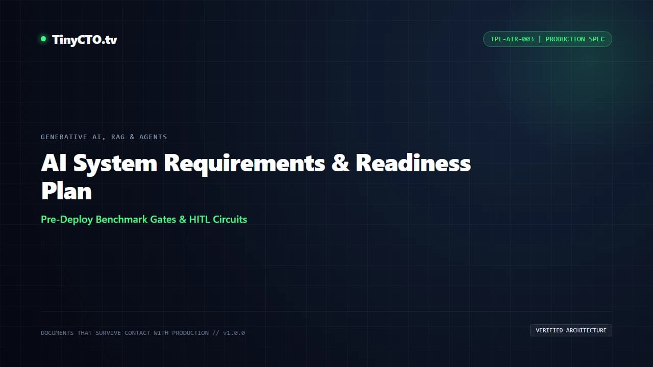 AI System Requirements & Production-Readiness Plan blueprint visual card