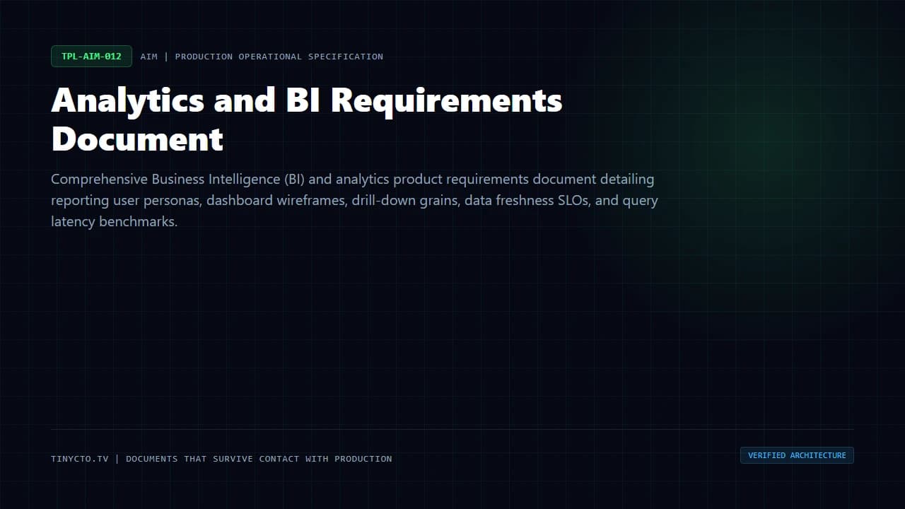 Analytics and BI Requirements Document blueprint visual card