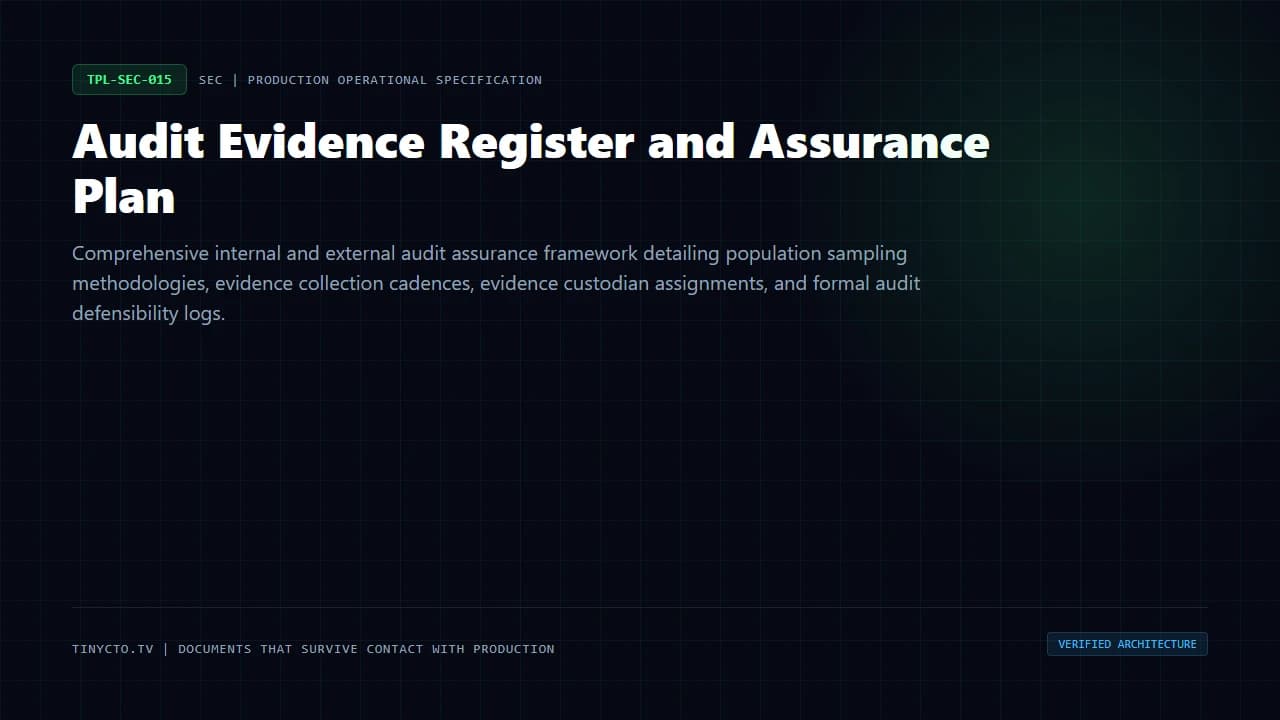 Audit Evidence Register and Assurance Plan blueprint visual card
