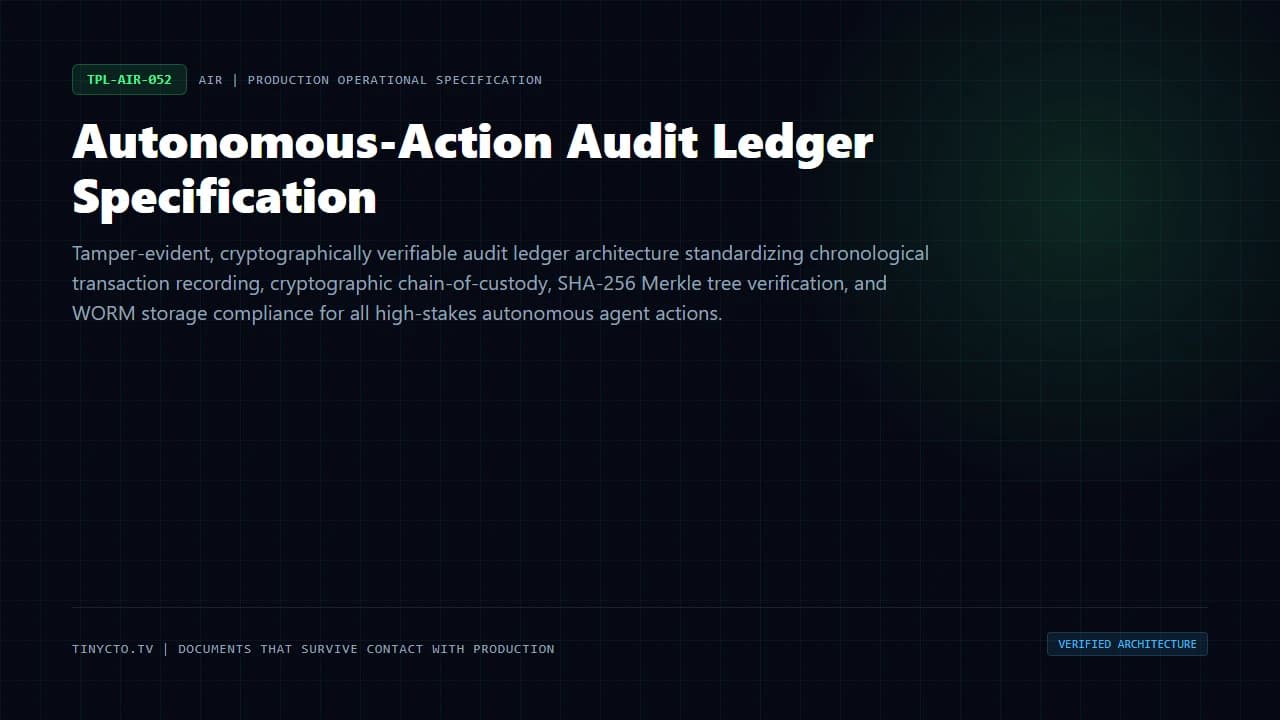 Autonomous-Action Audit Ledger Specification blueprint visual card