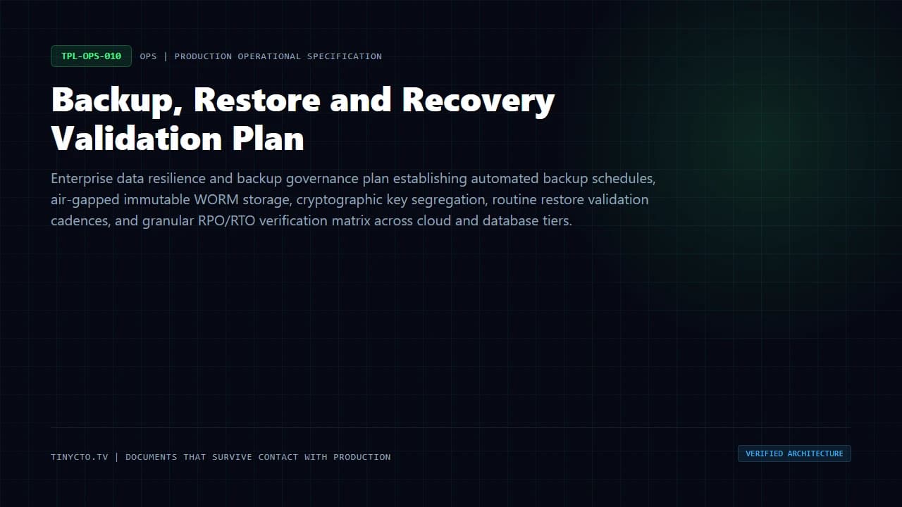 Backup, Restore and Recovery Validation Plan blueprint visual card
