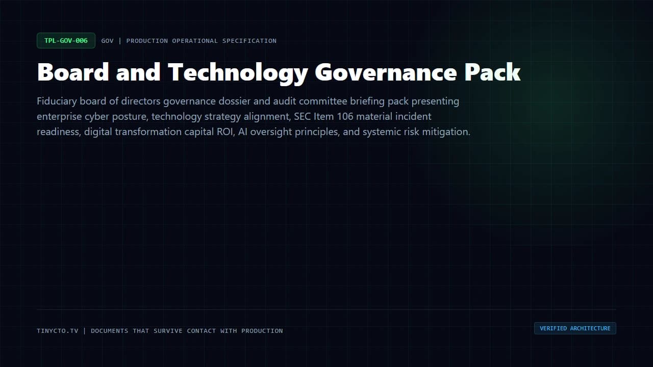 Board and Technology Governance Pack blueprint visual card