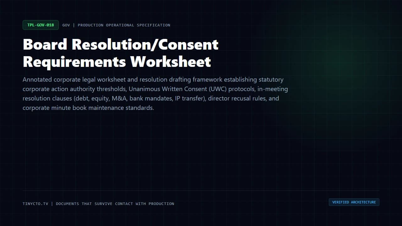 Board Resolution/Consent Requirements Worksheet blueprint visual card