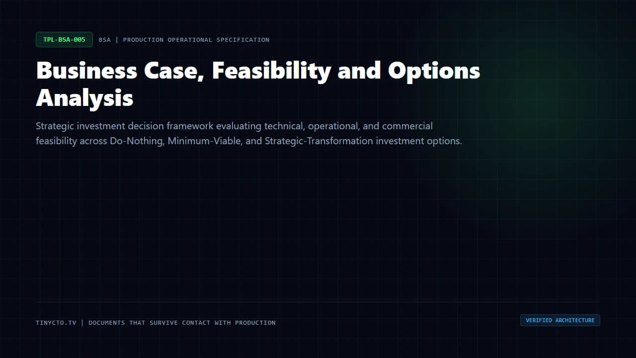 Business Case, Feasibility and Options Analysis blueprint visual card