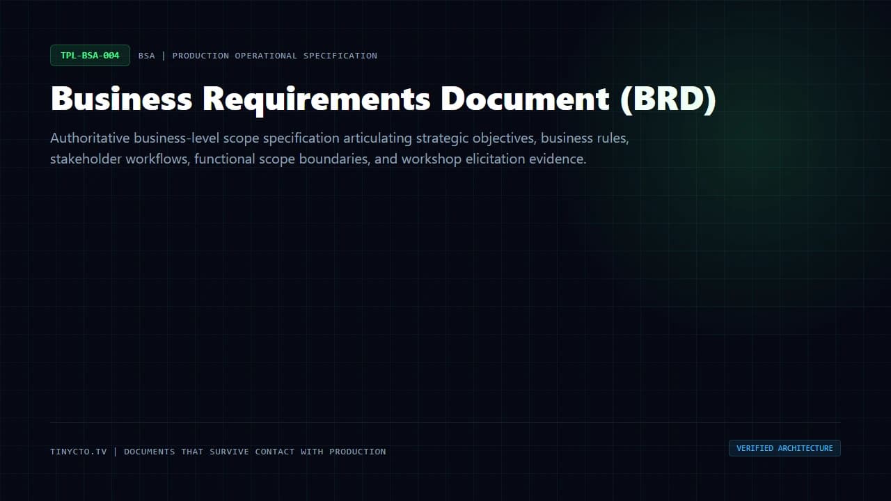 Business Requirements Document (BRD) blueprint visual card