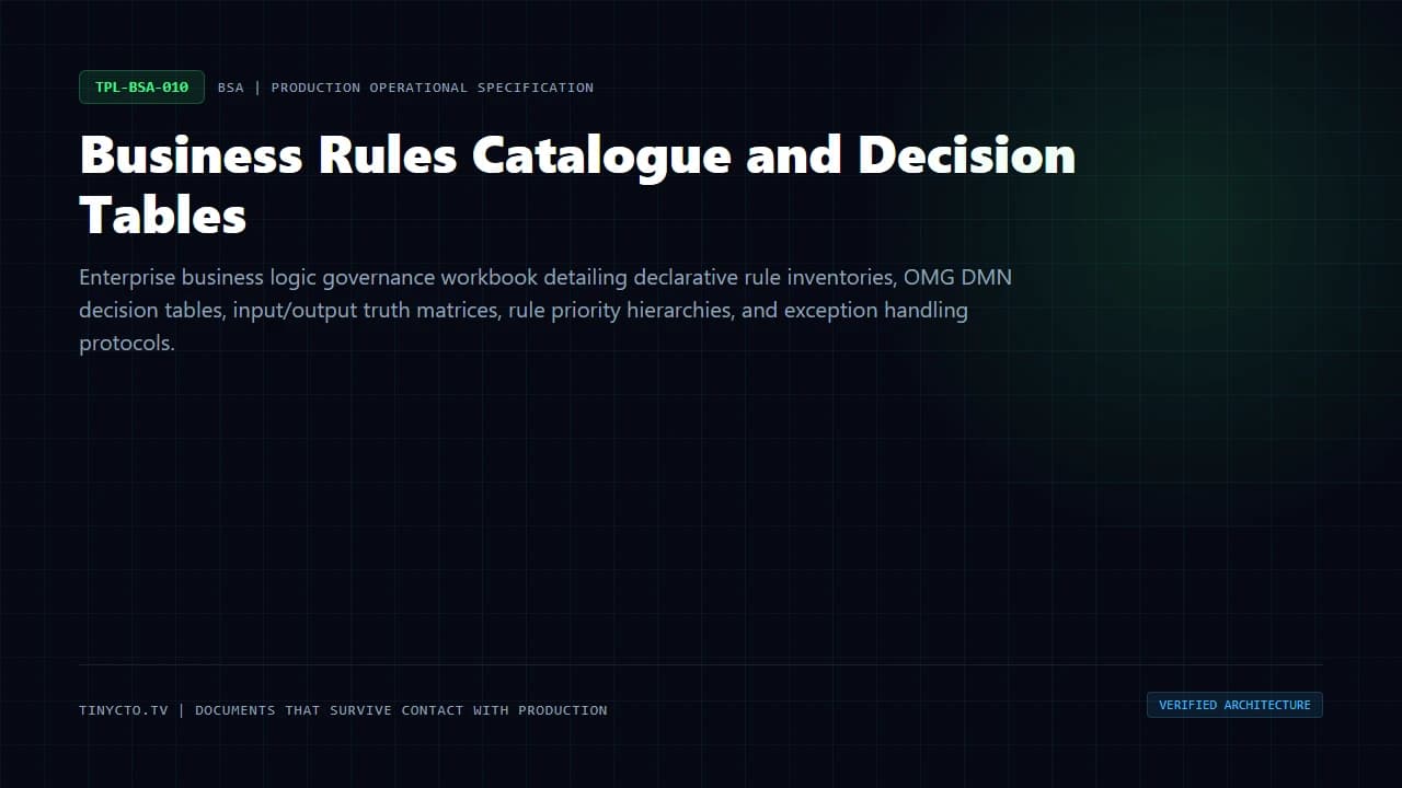 Business Rules Catalogue and Decision Tables blueprint visual card