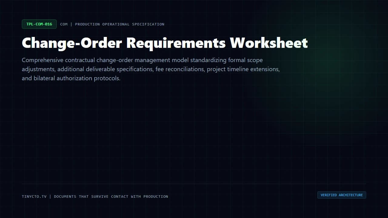 Change-Order Requirements Worksheet blueprint visual card