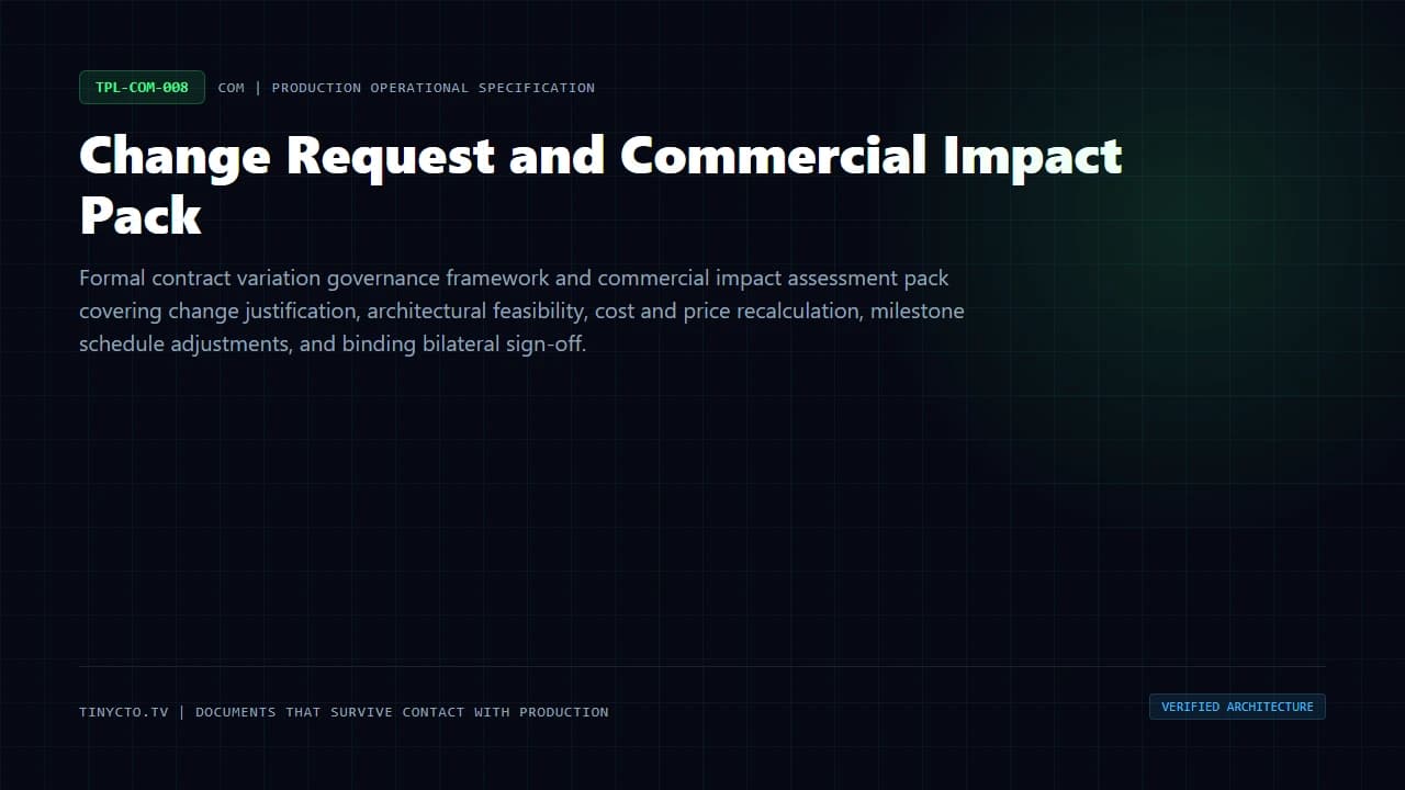 Change Request and Commercial Impact Pack blueprint visual card