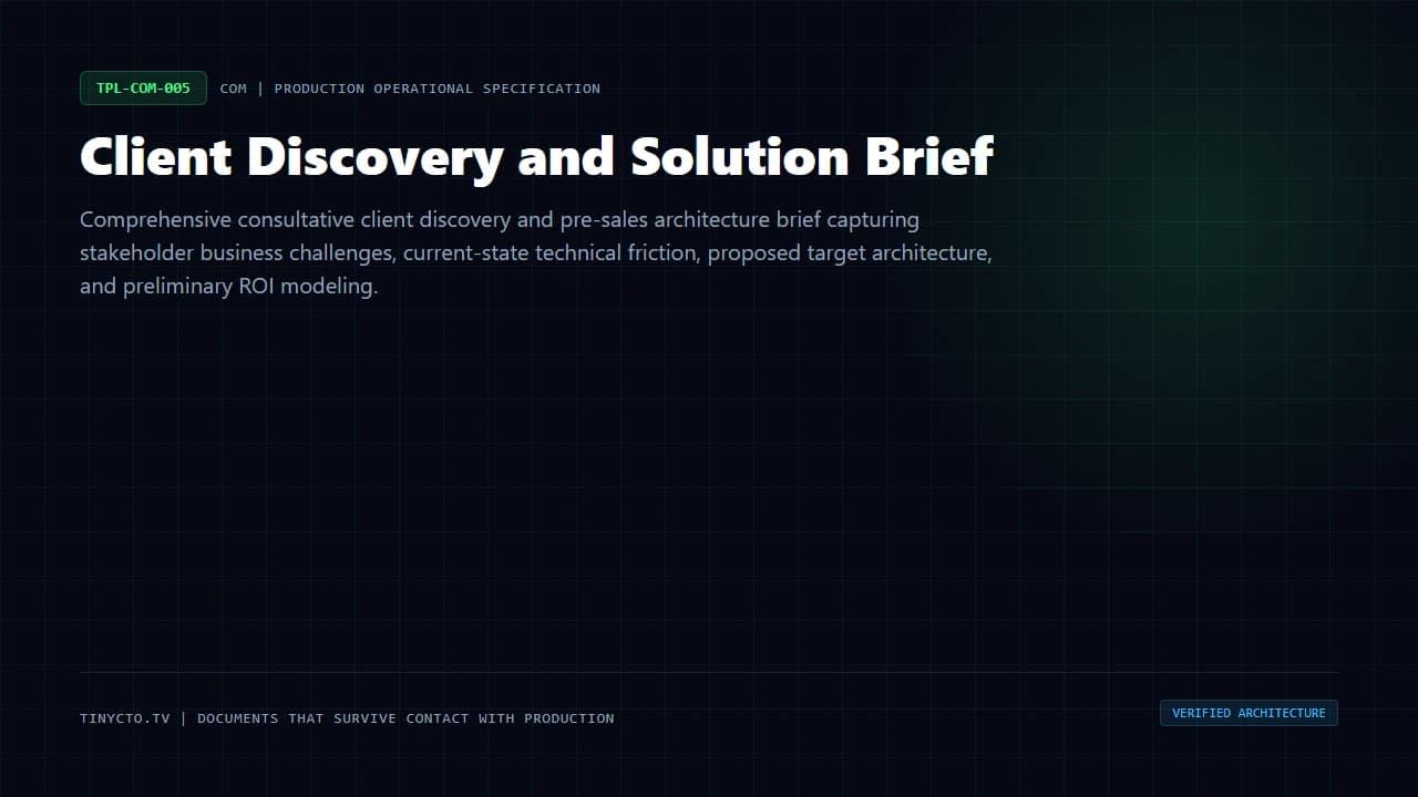 Client Discovery and Solution Brief blueprint visual card