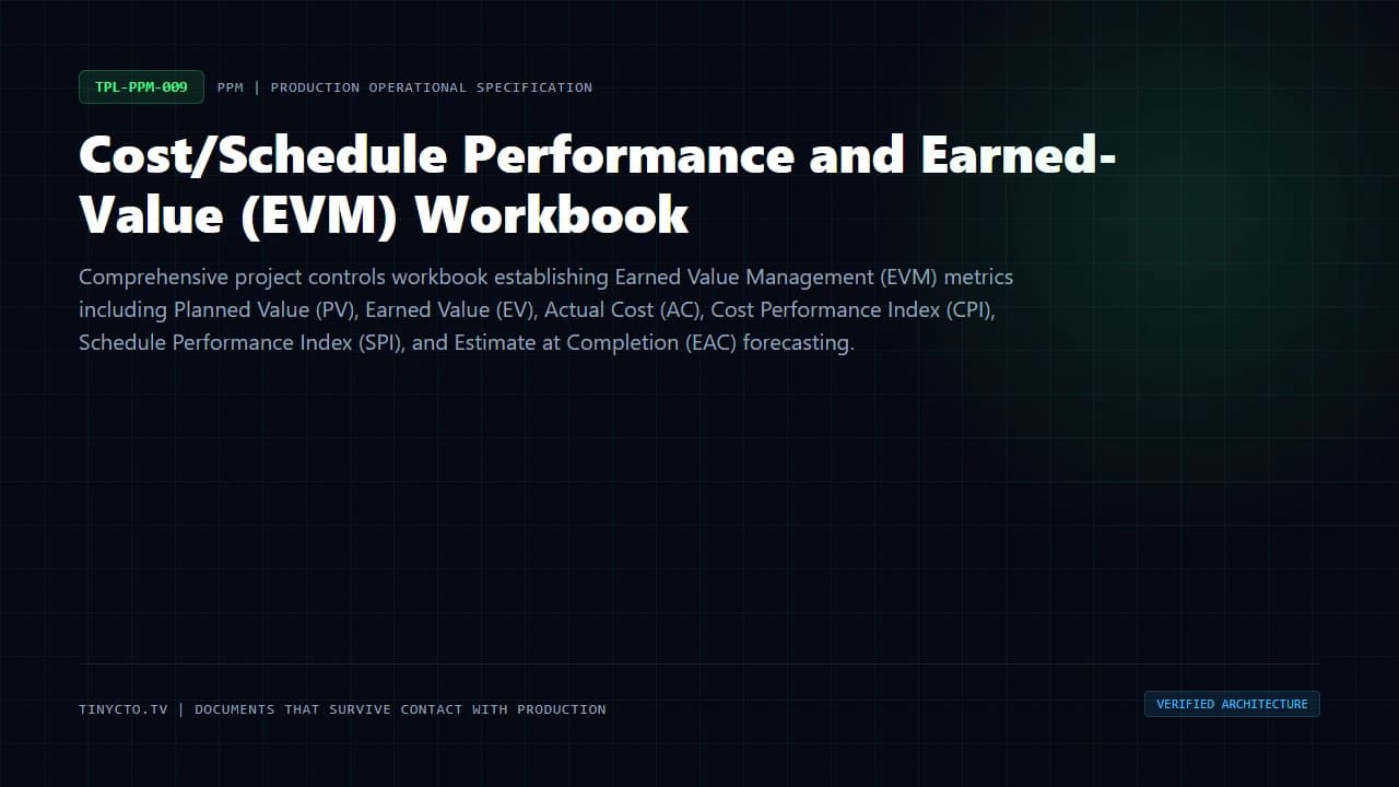 Cost/Schedule Performance and Earned-Value (EVM) Workbook blueprint visual card