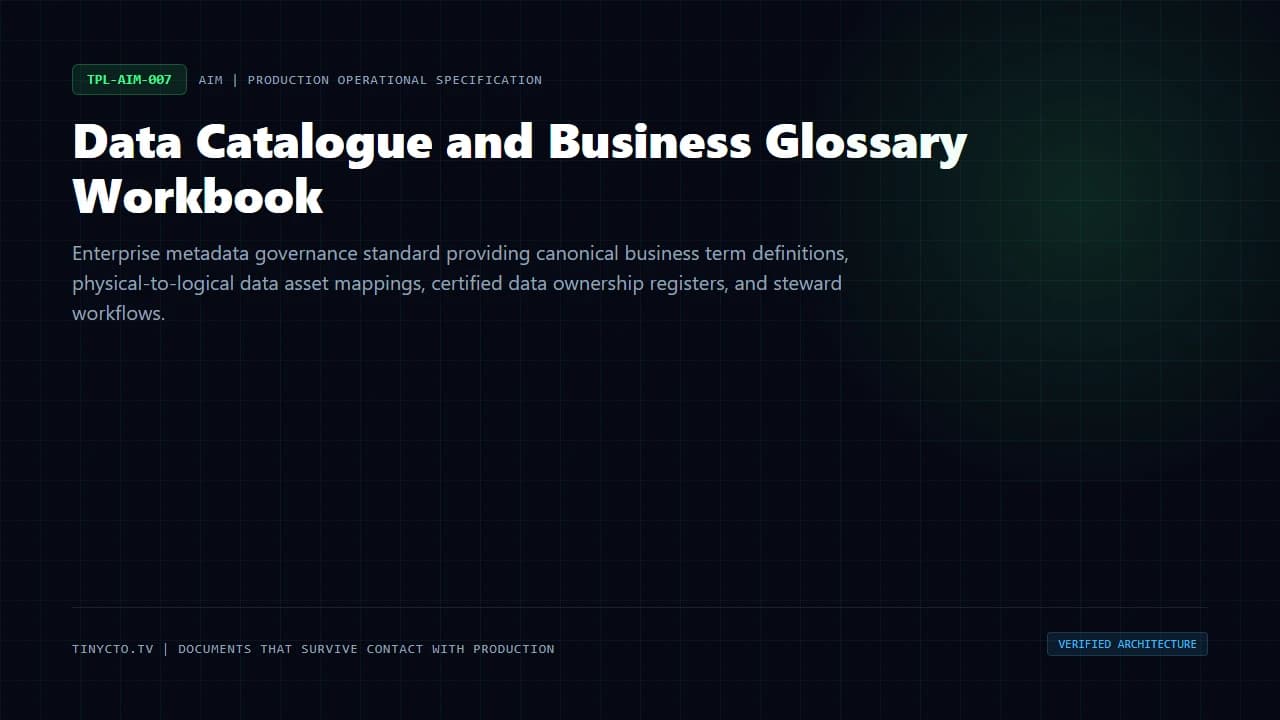 Data Catalogue and Business Glossary Workbook blueprint visual card